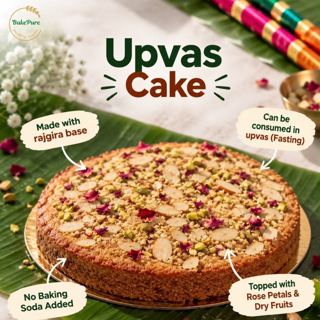 Upvas Cake made with rajgira, no baking soda - BakePure Upvas