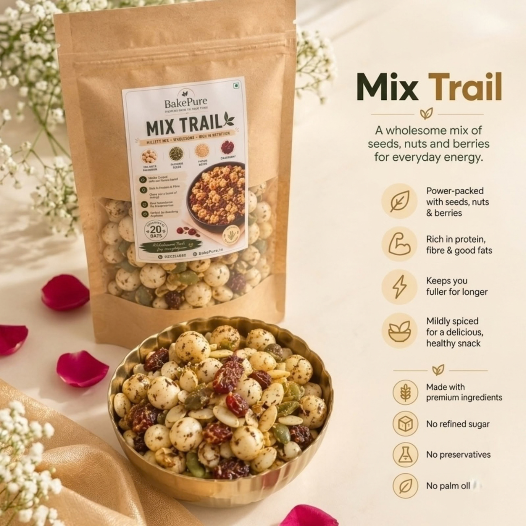 Mix Trail of makhana, seeds, nuts and berries - BakePure Diwali