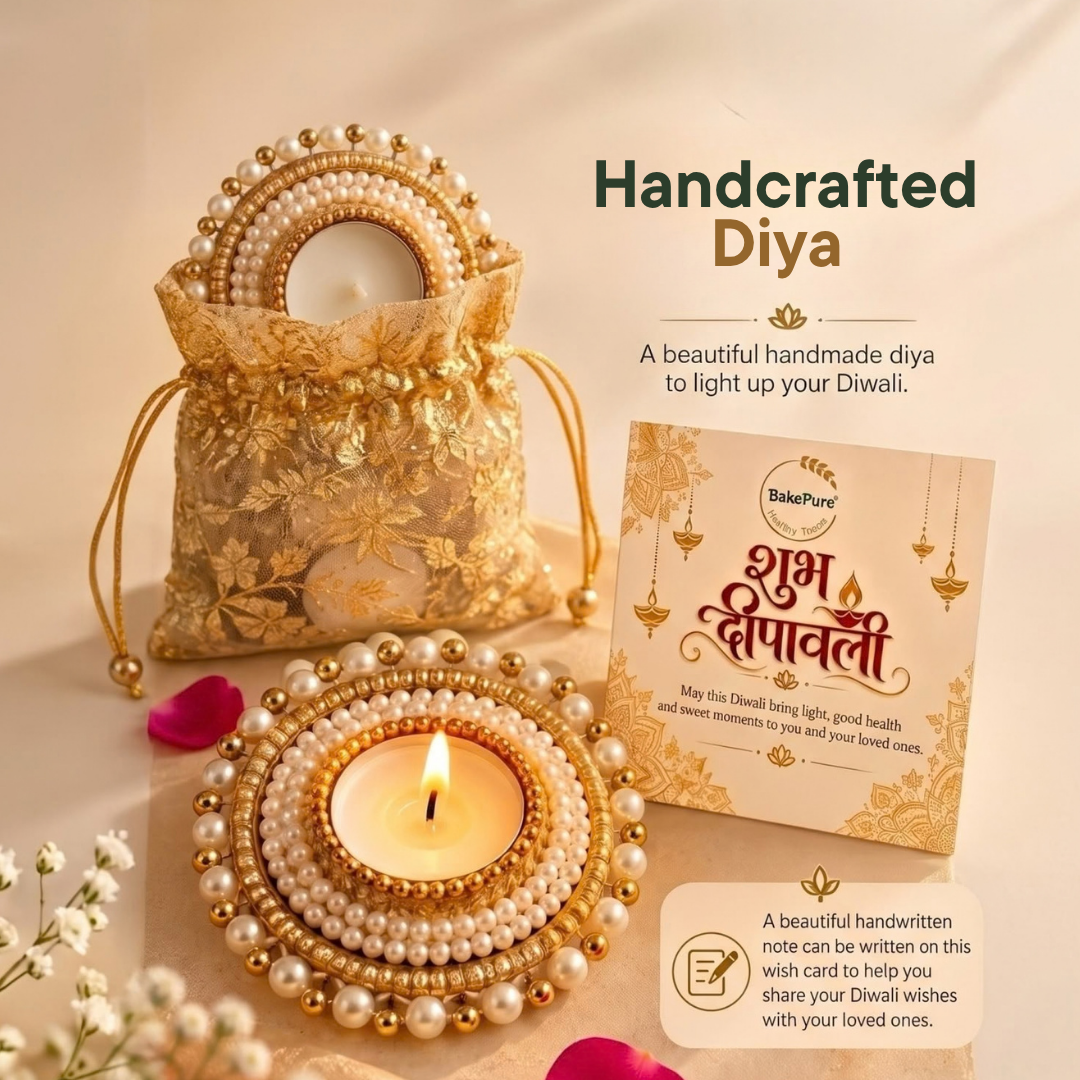 Festive tealight and Diwali wishes card - BakePure Diwali