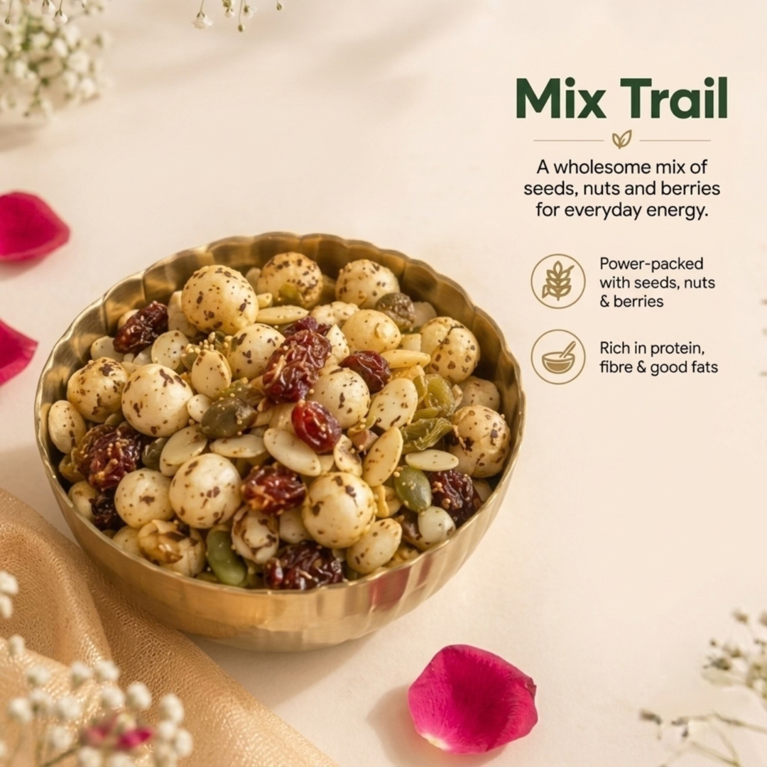 Mix Trail of makhana, seeds, nuts and berries - BakePure Diwali