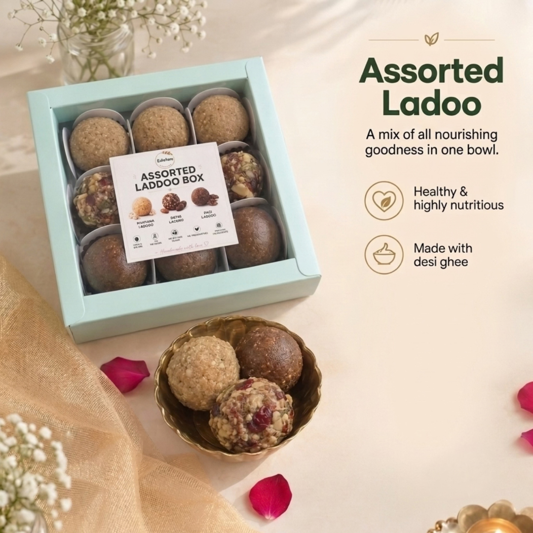 Assorted Ladoo box made with desi ghee - BakePure Diwali