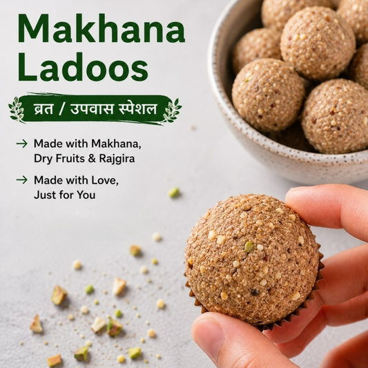 Makhana Ladoos, vrat and upvas special, made with makhana, dry fruits and rajgira - BakePure Upvas
