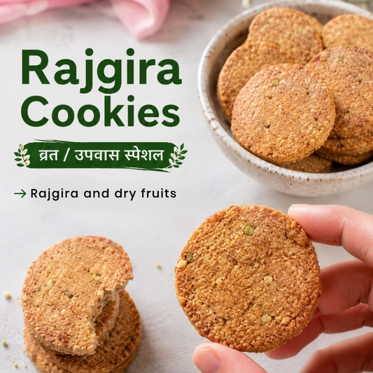 Rajgira Cookies, vrat and upvas special, made with rajgira and dry fruits - BakePure Upvas